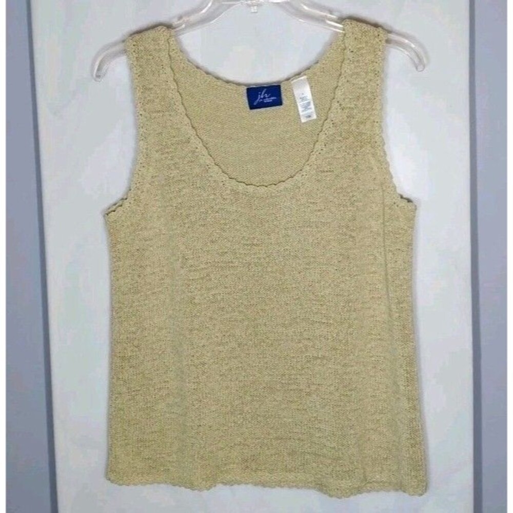 JH Collectibles Sleeveless Sweater Tank Womens M Beige Textured Knit Layering